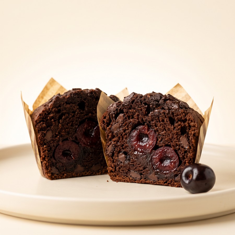 Muffin à la cerise et au chocolat noir