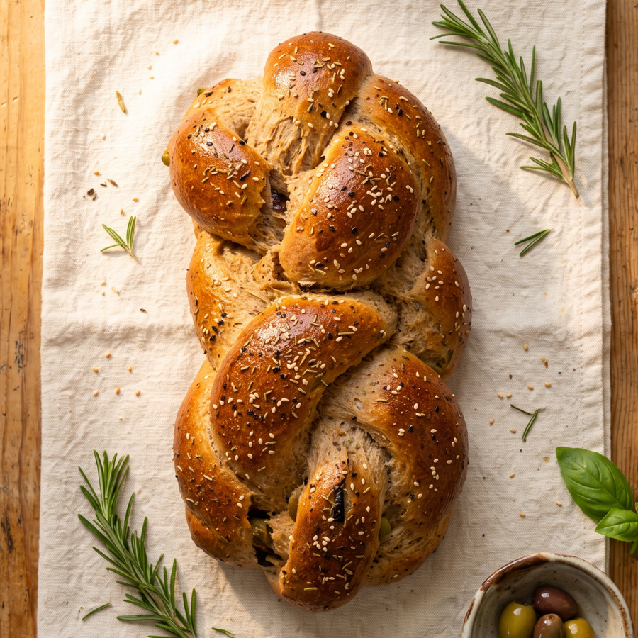 Challah intégrale aux 3 olives