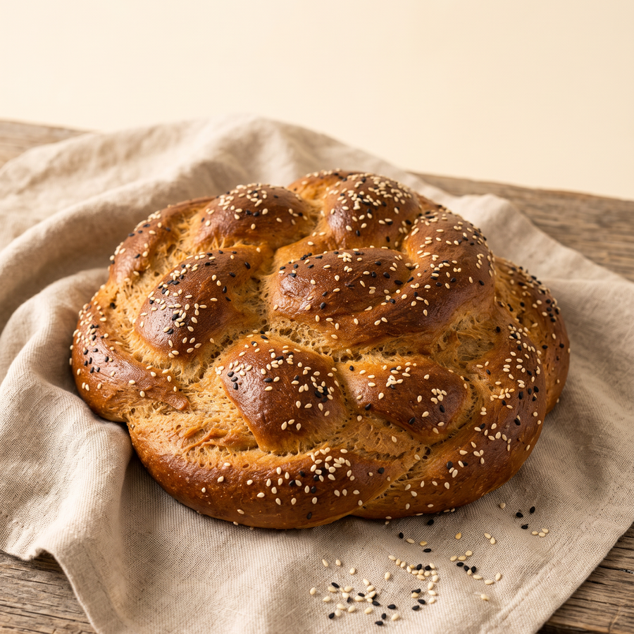 Challah intégrale miel & sésame