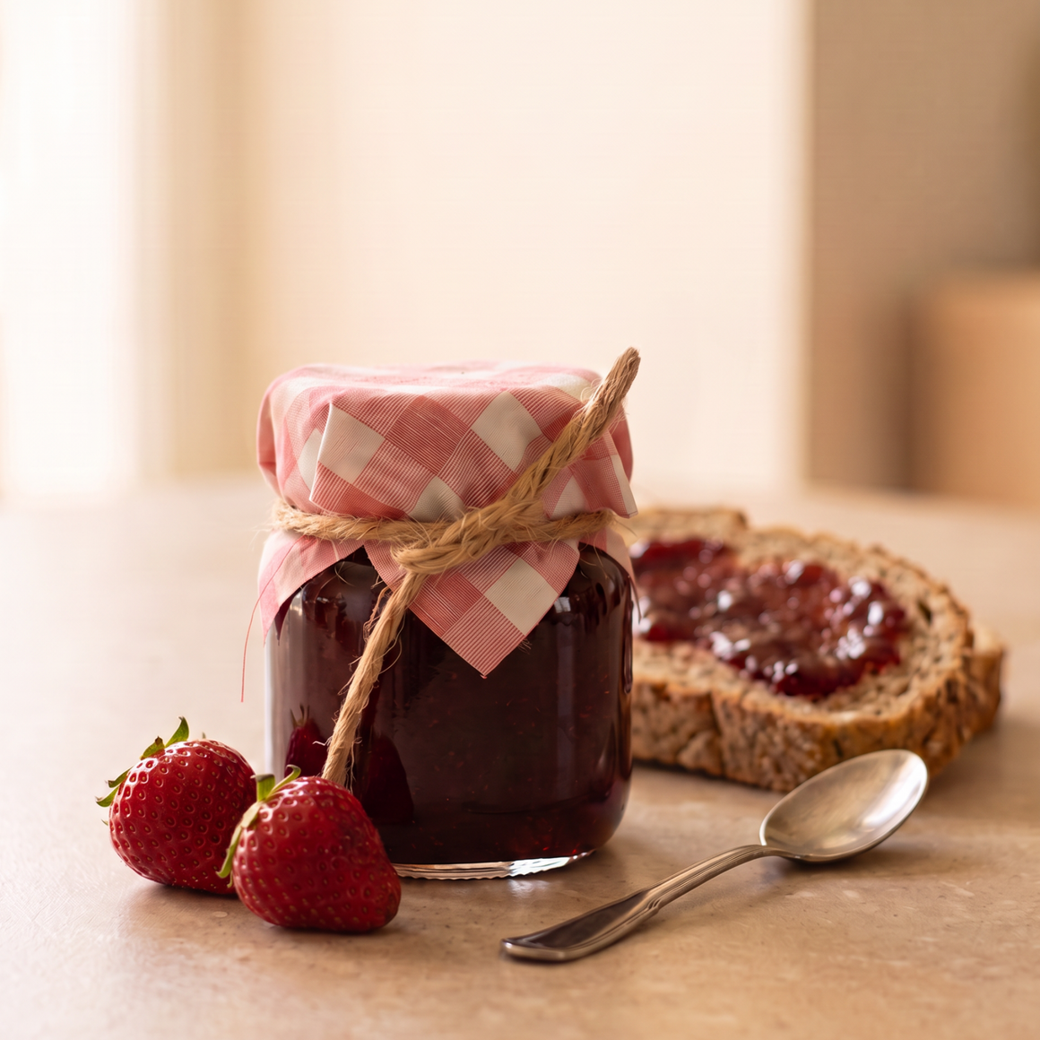 Confiture maison de fraises biologiques